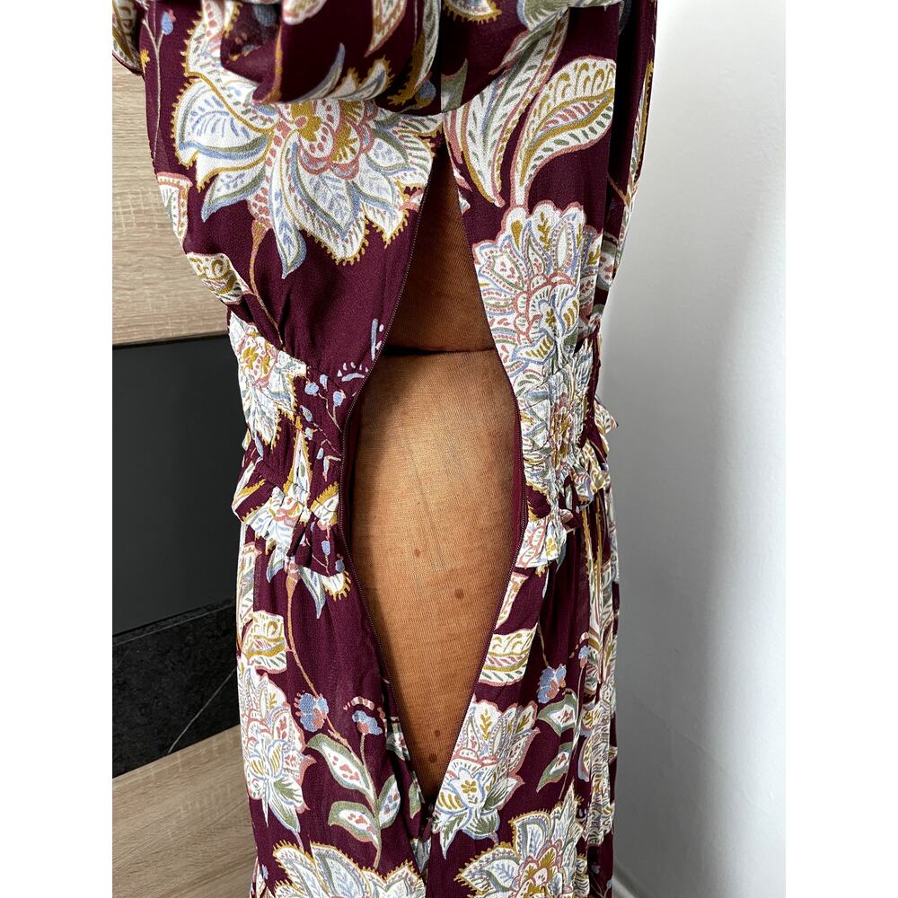 Yumi Kim Sz M Frida Maxi Dress Maroon Paisley Cinch Waist Wedding Guest Feminine - Picture 8 of 16